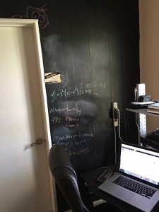 Gene Walters' home office, with chalkboard wall